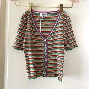 Super cute Verge Girl button up rainbow top.